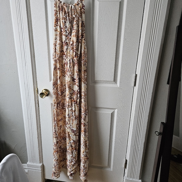 Joie Dresses & Skirts - NWT  Dress Womens XL Brown Floral Halter Maxi Pleat Slit Neutral Sundress Resort